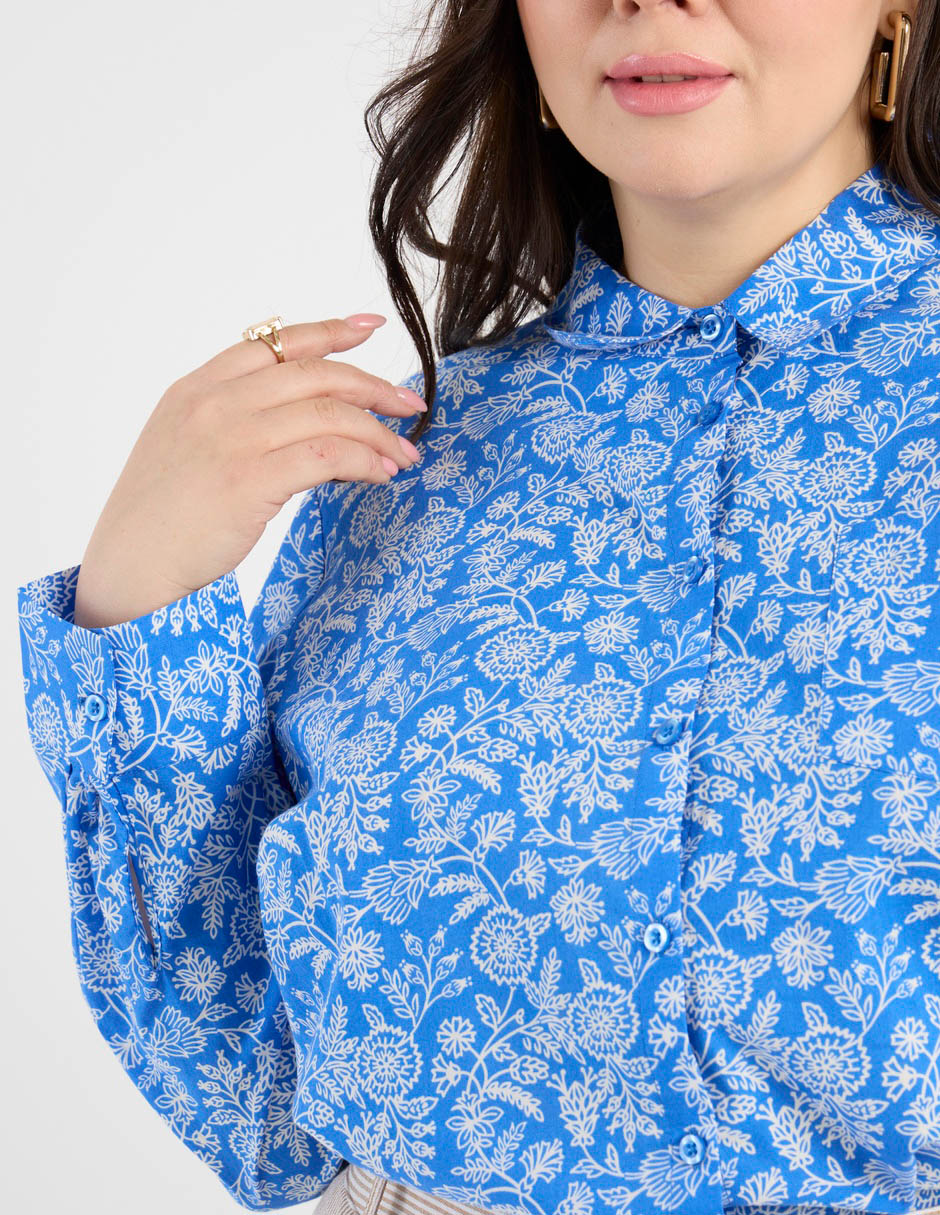 Blusa camisera Weekend Plus manga larga para mujer