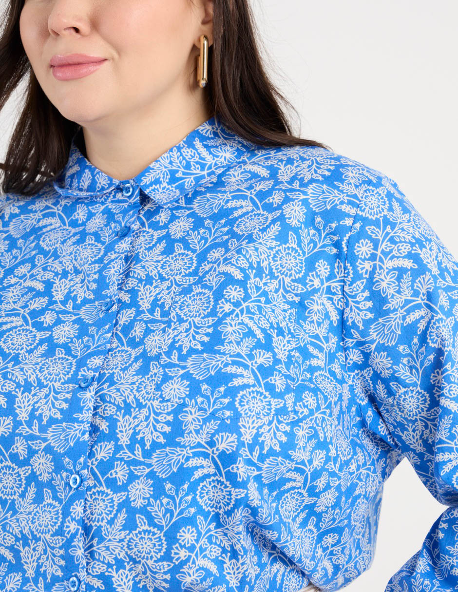 Blusa camisera Weekend Plus manga larga para mujer