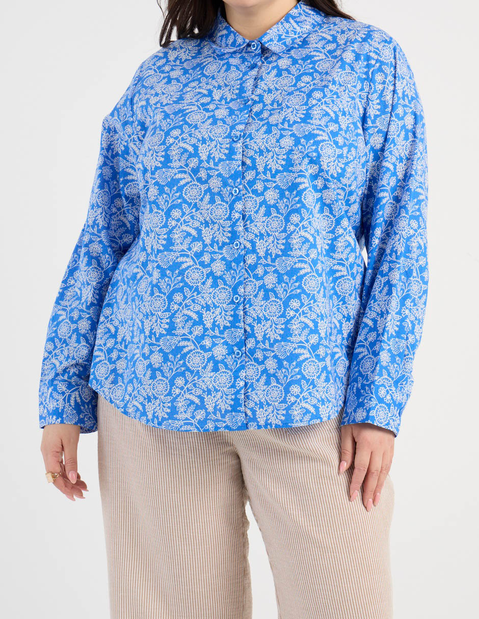 Blusa camisera Weekend Plus manga larga para mujer