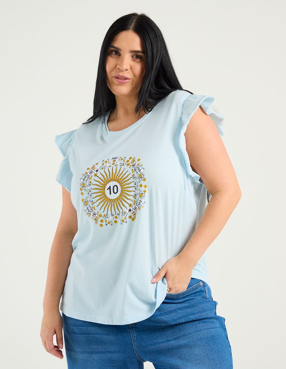 Playera manga corta cuello redondo para mujer