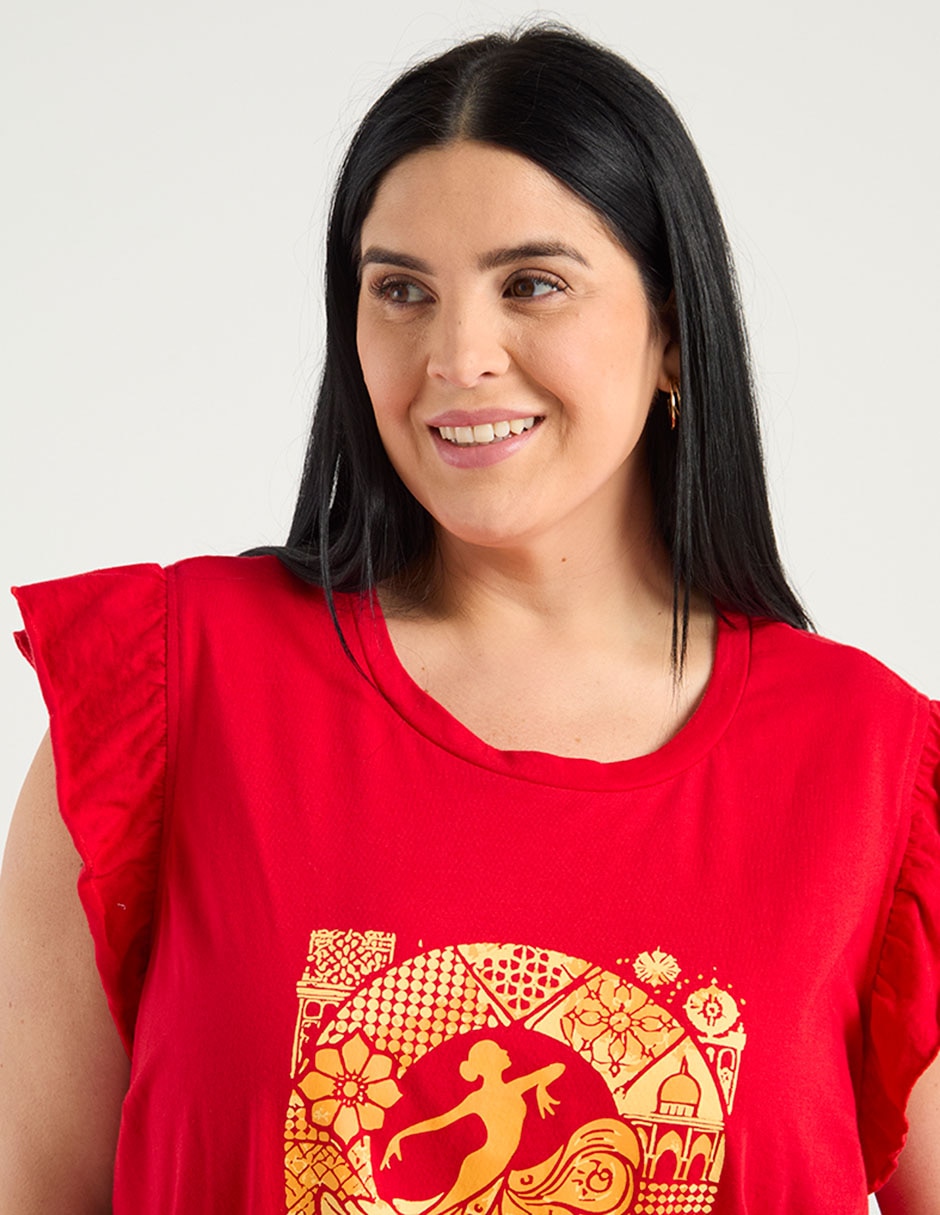 Playera manga corta cuello redondo para mujer 4