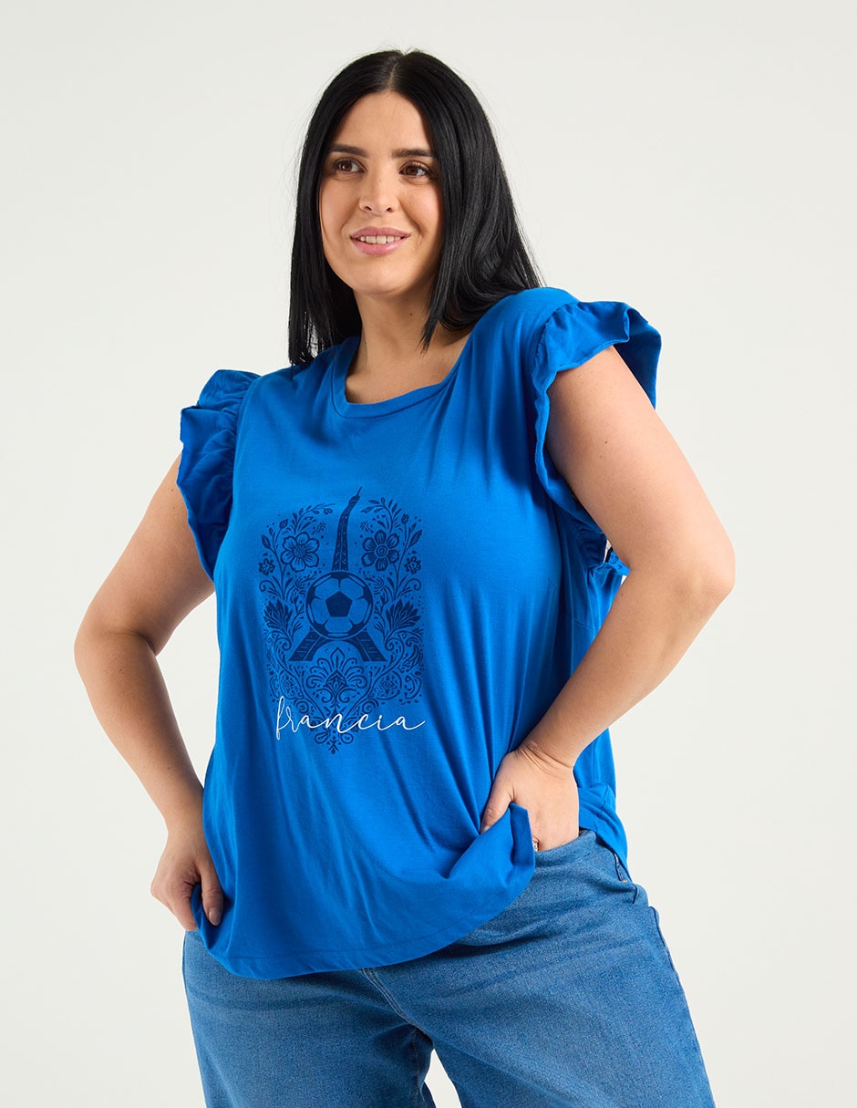 Playera manga corta cuello redondo para mujer