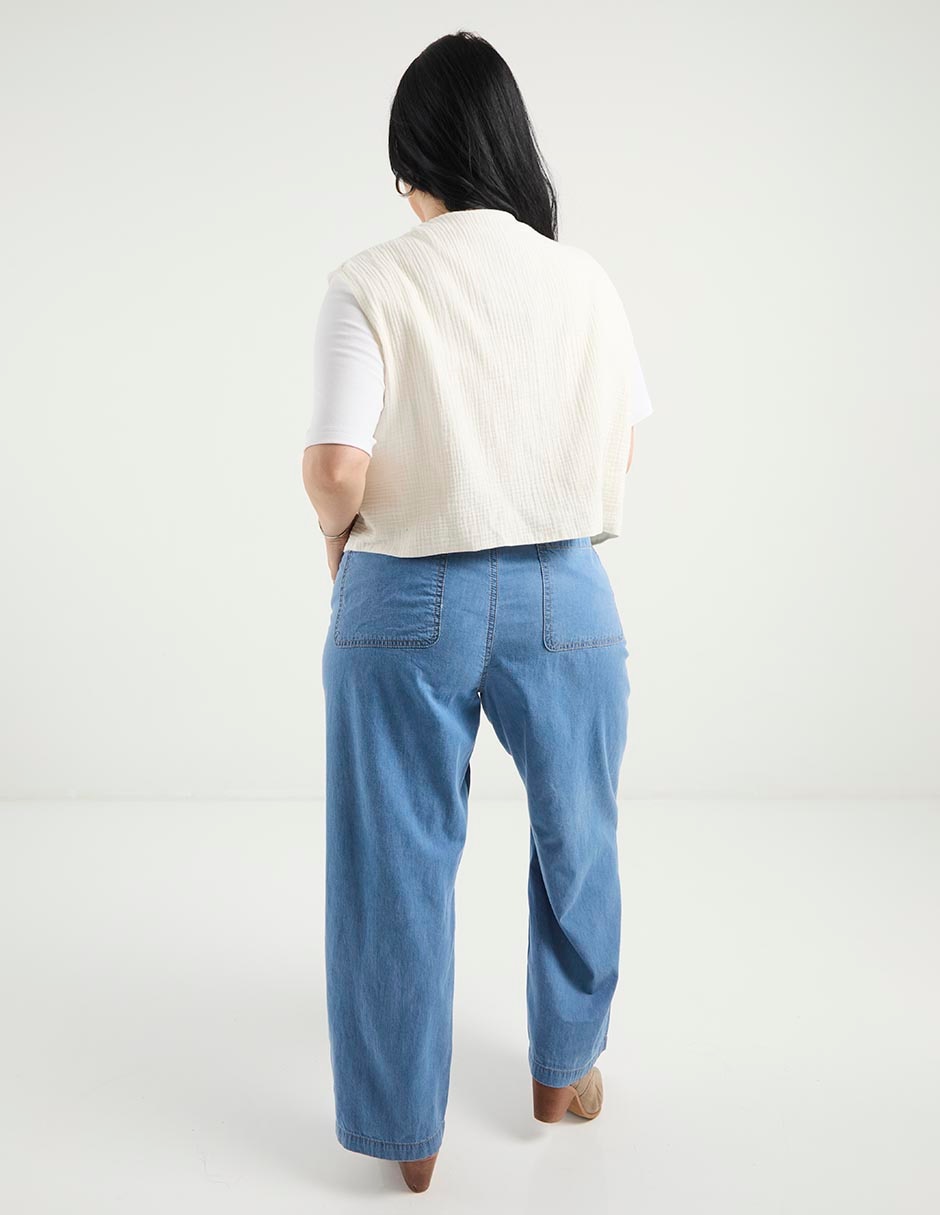 Jeans easy pant wide leg para mujer 2