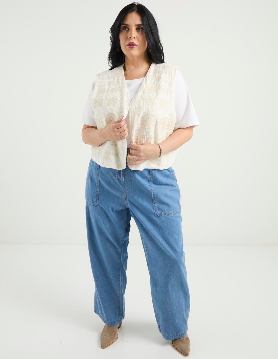 Jeans easy pant wide leg para mujer 3