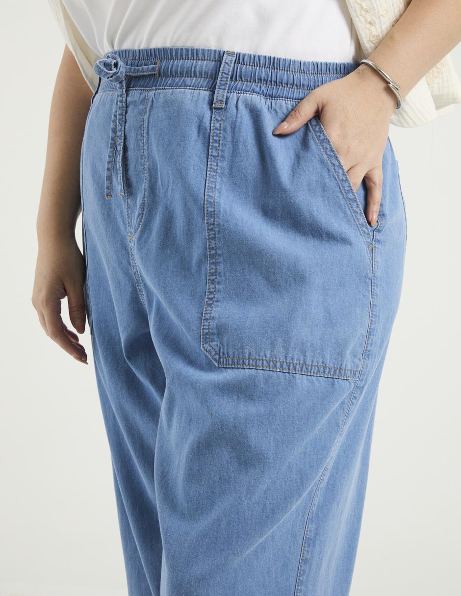 Jeans easy pant wide leg para mujer 4