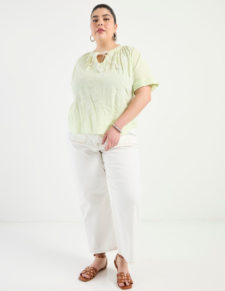 Jeans amplio cintura para mujer 2