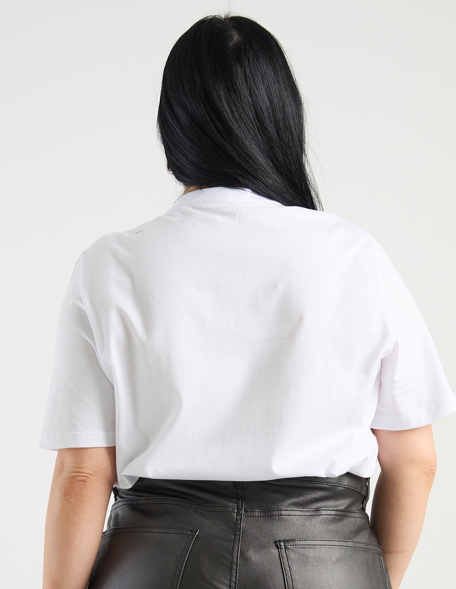 Playera manga corta cuello V para mujer 2