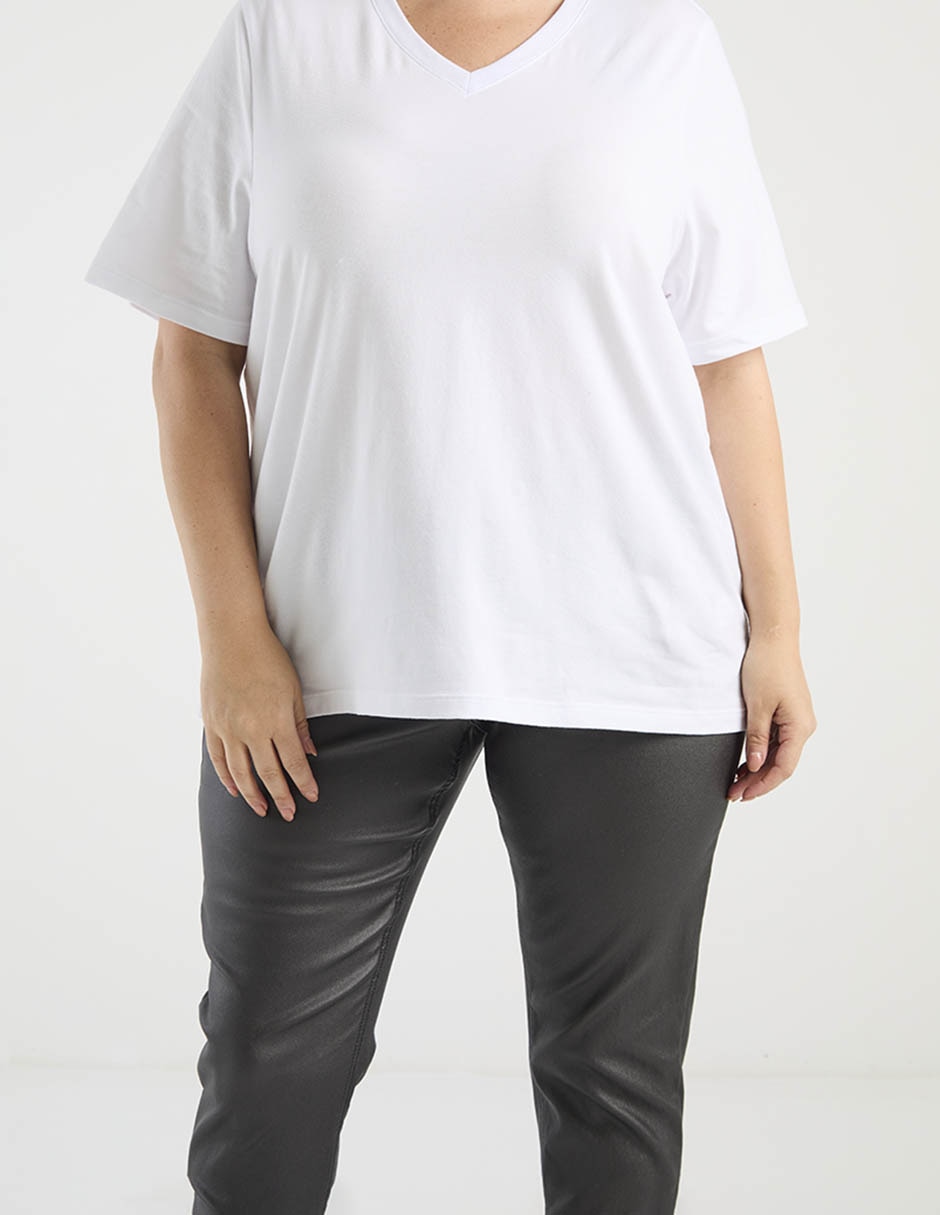 Playera manga corta cuello V para mujer 5