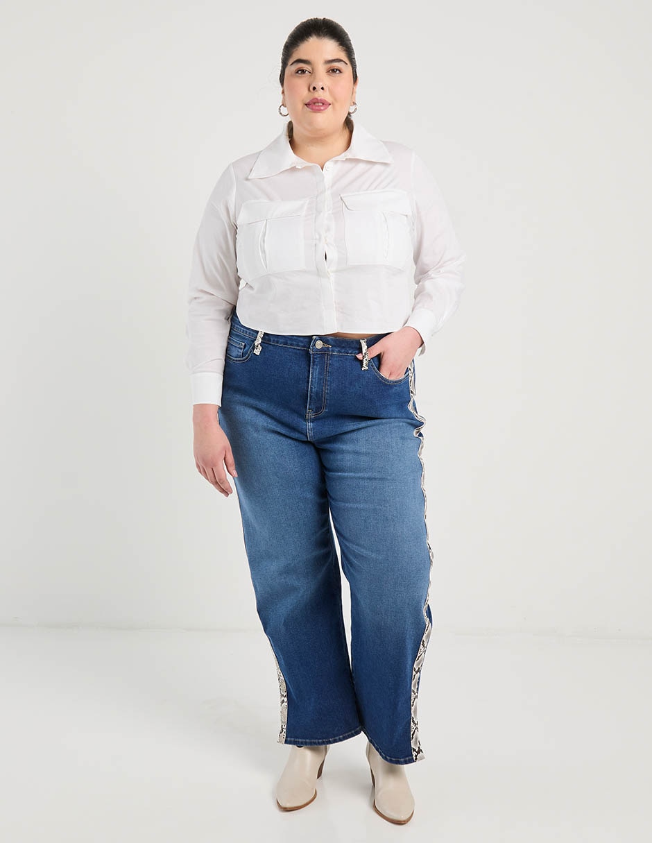 Jeans amplio cintura para mujer 2