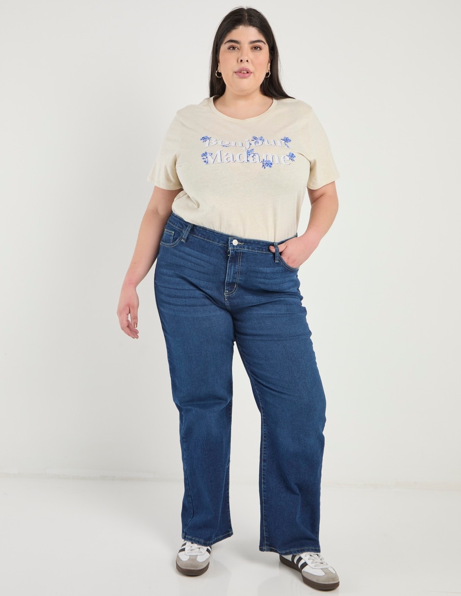 Jeans straight a la cintura para mujer 2