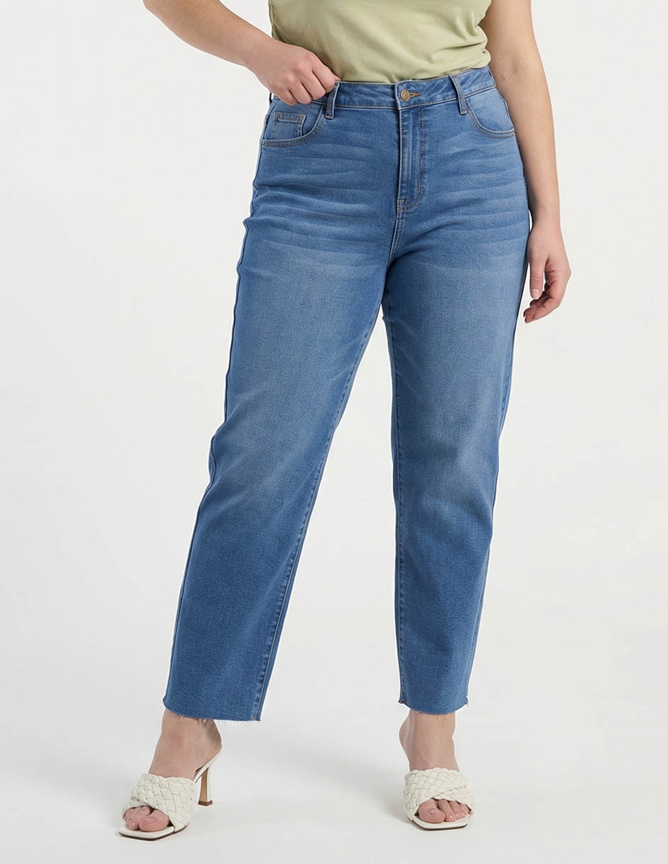 Jeans straight cintura media para mujer