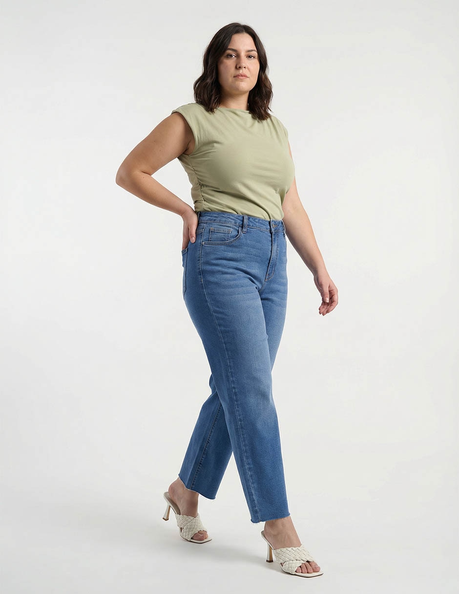 Jeans straight cintura media para mujer 3
