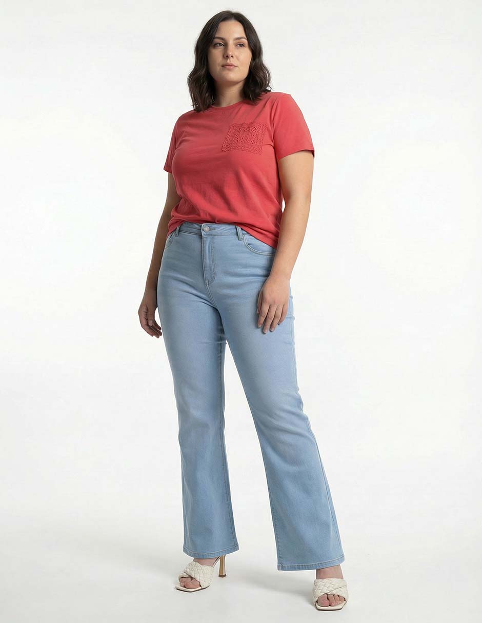 Jeans amplio cintura media para mujer 3