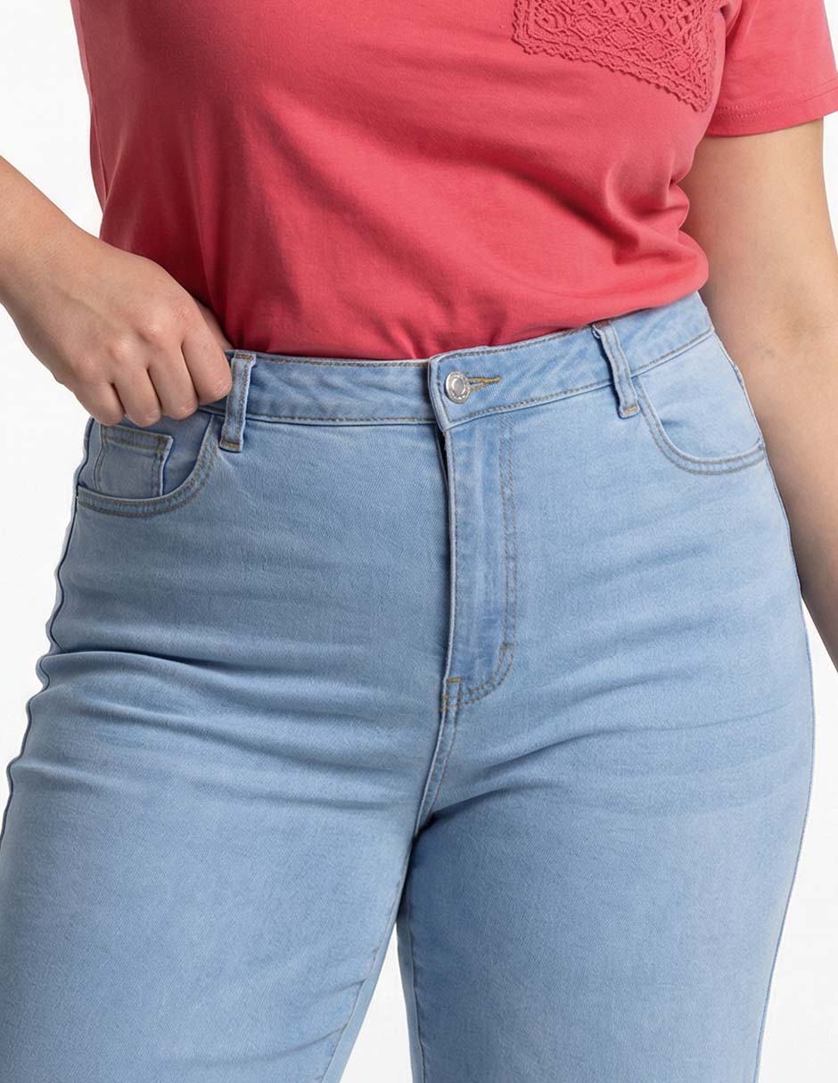 Jeans amplio cintura media para mujer 4