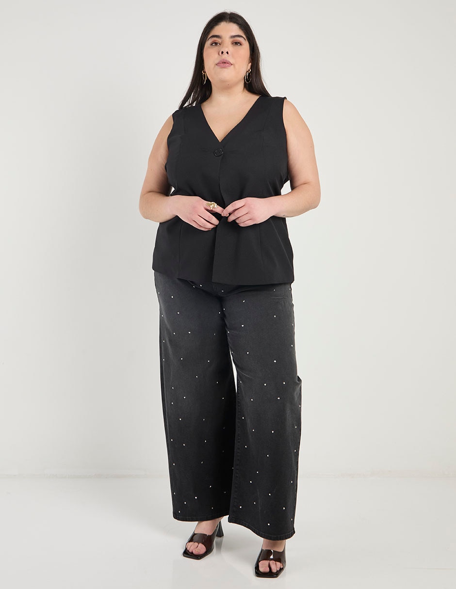 Jeans amplio cintura para mujer 2