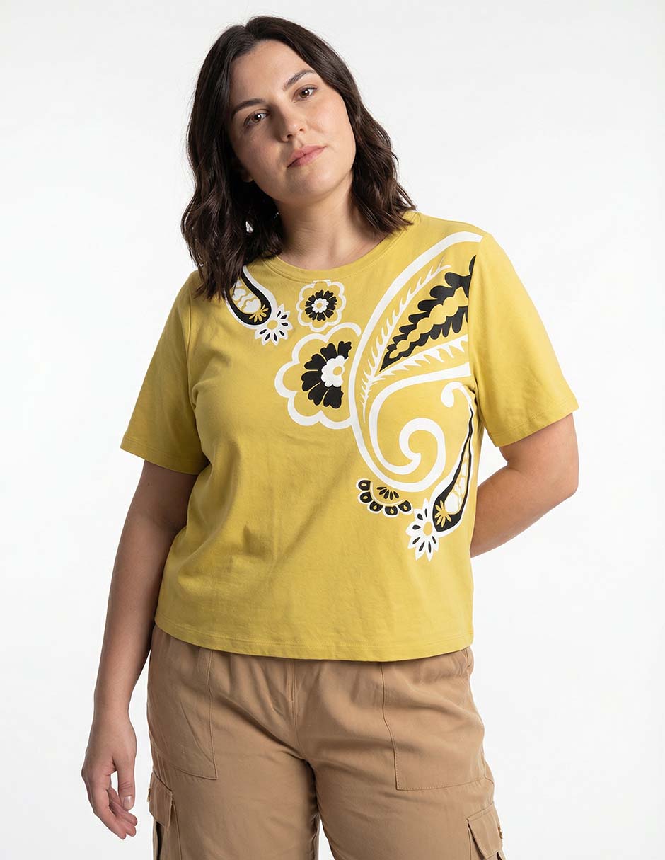Playera manga corta cuello redondo para mujer