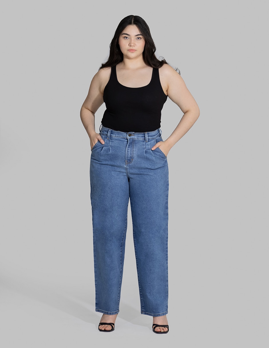 Jeans straight cintura alta para mujer 3