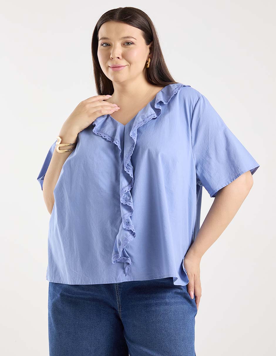 Blusa manga al codo para mujer
