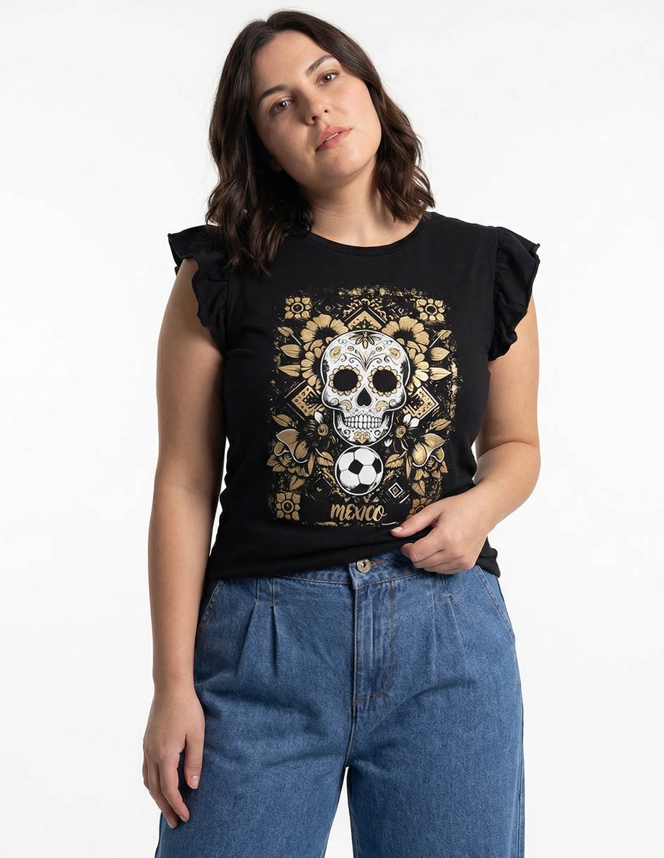 Playera manga corta cuello redondo para mujer Playera manga corta cuello redondo para mujer